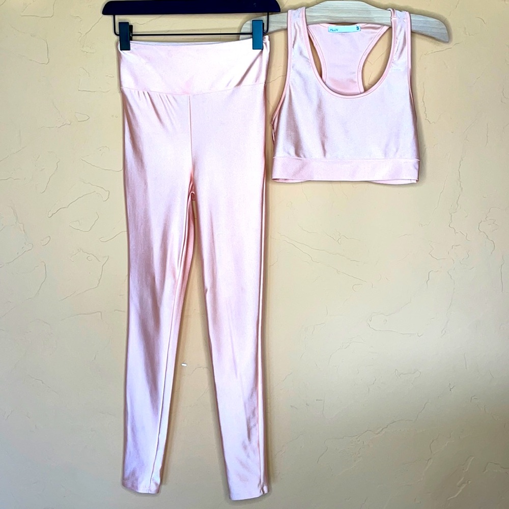 Shiny Light Pink Workout Set